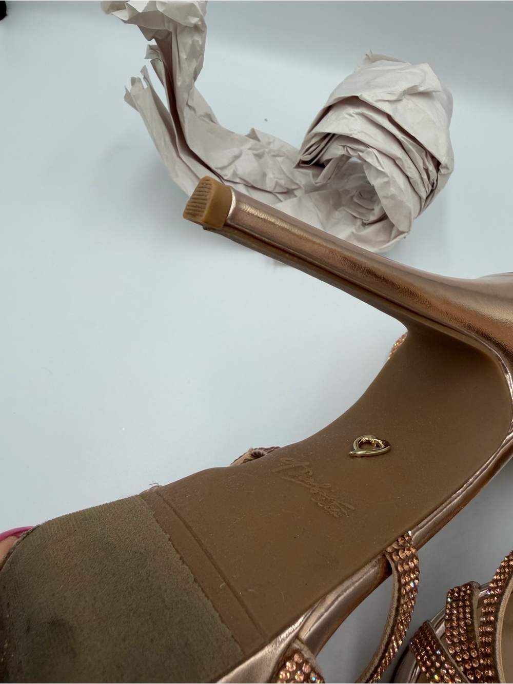 Thalia Sodi Rose Gold Rhinestone Platform Sandals - Picture 6 of 11